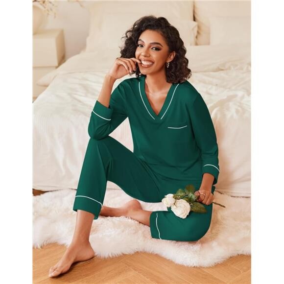 Women's Pajamas Sets 2 piece Lake Green - Picture 5 of 5